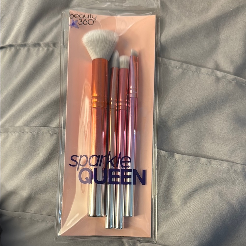 Sparkle Queen Makeup Brush Set - Orange and Pink